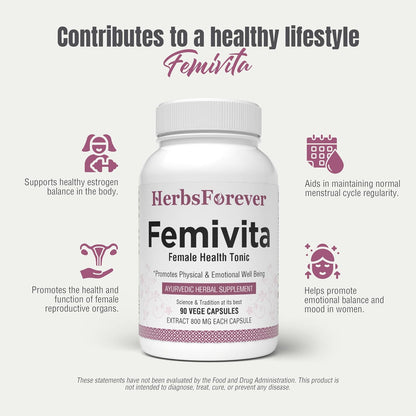 Herbsforever Femivita Capsules - Women's Health Supplement with Ayurvedic Herbs - 90 Vegetarian Capsules