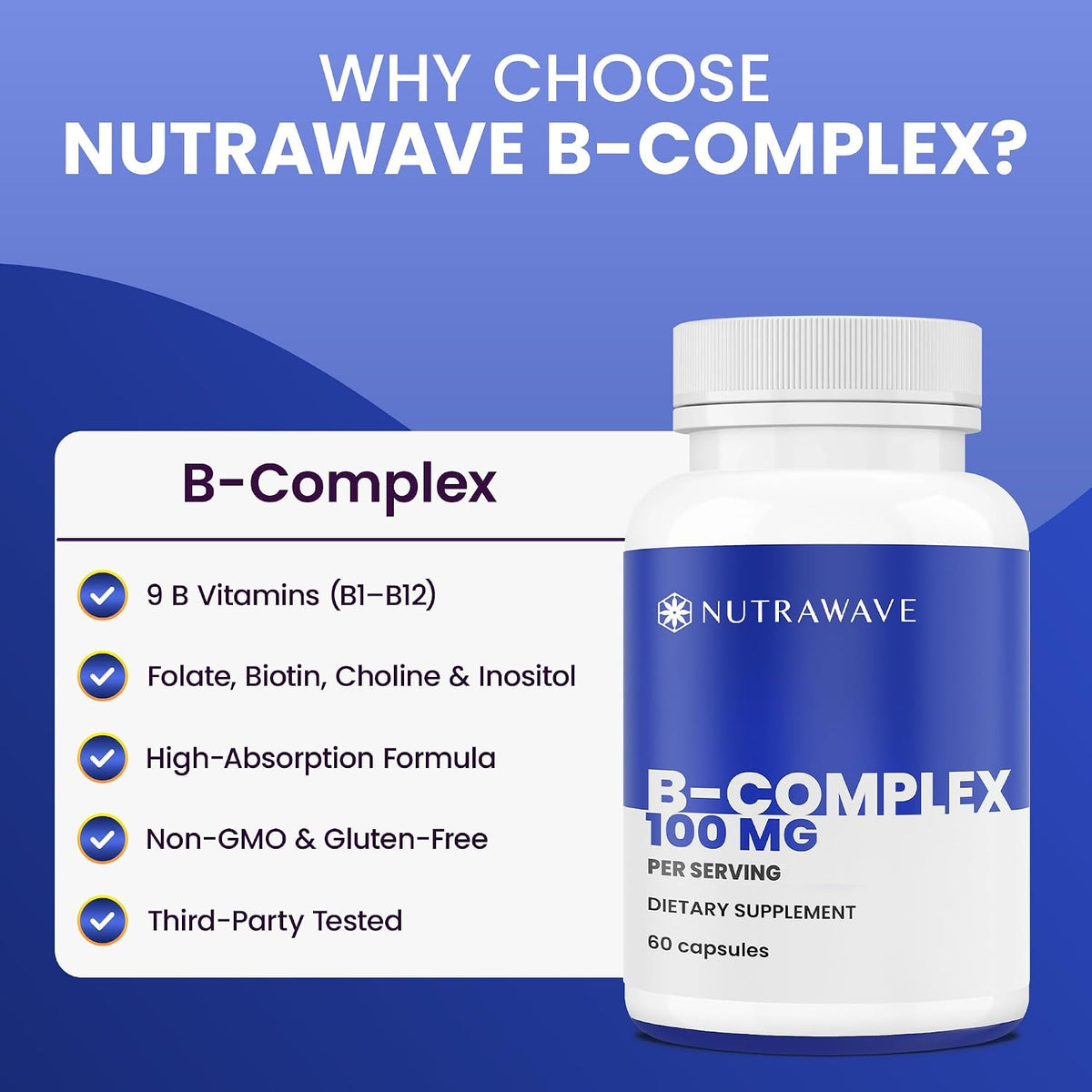 Nutra Wave Super B Complex – High Potency B Vitamins with Choline & Myo-Inositol - görsel 3