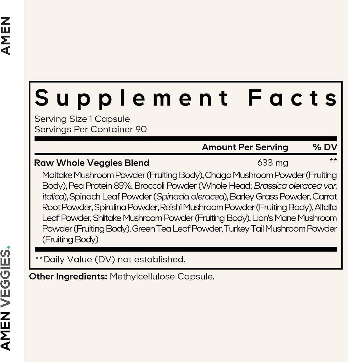 Amen Veggies, Daily Vegetable Supplement, Raw Greens, 90 Capsules - görsel 2