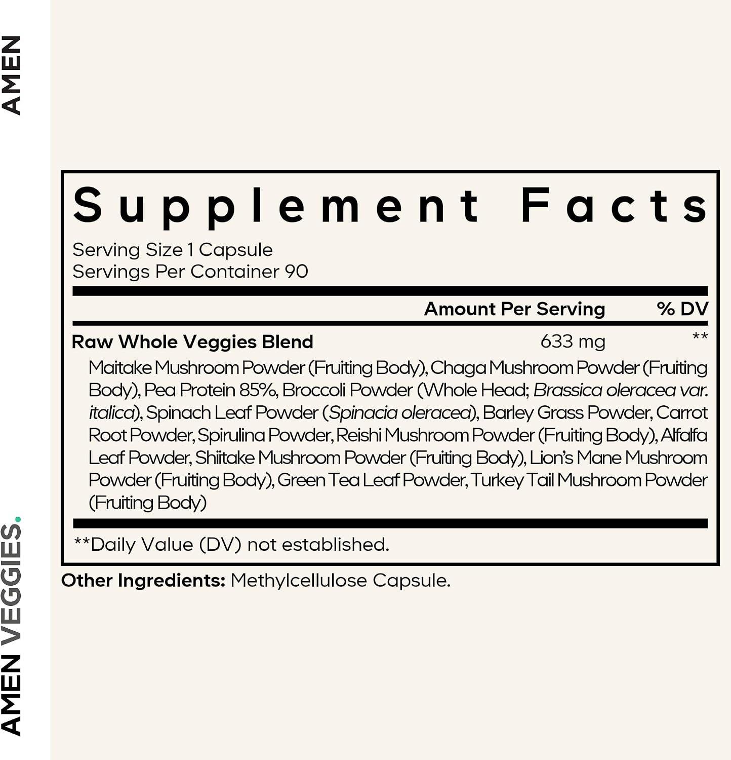 Amen Veggies, Daily Vegetable Supplement, Raw Greens, 90 Capsules - görsel 2