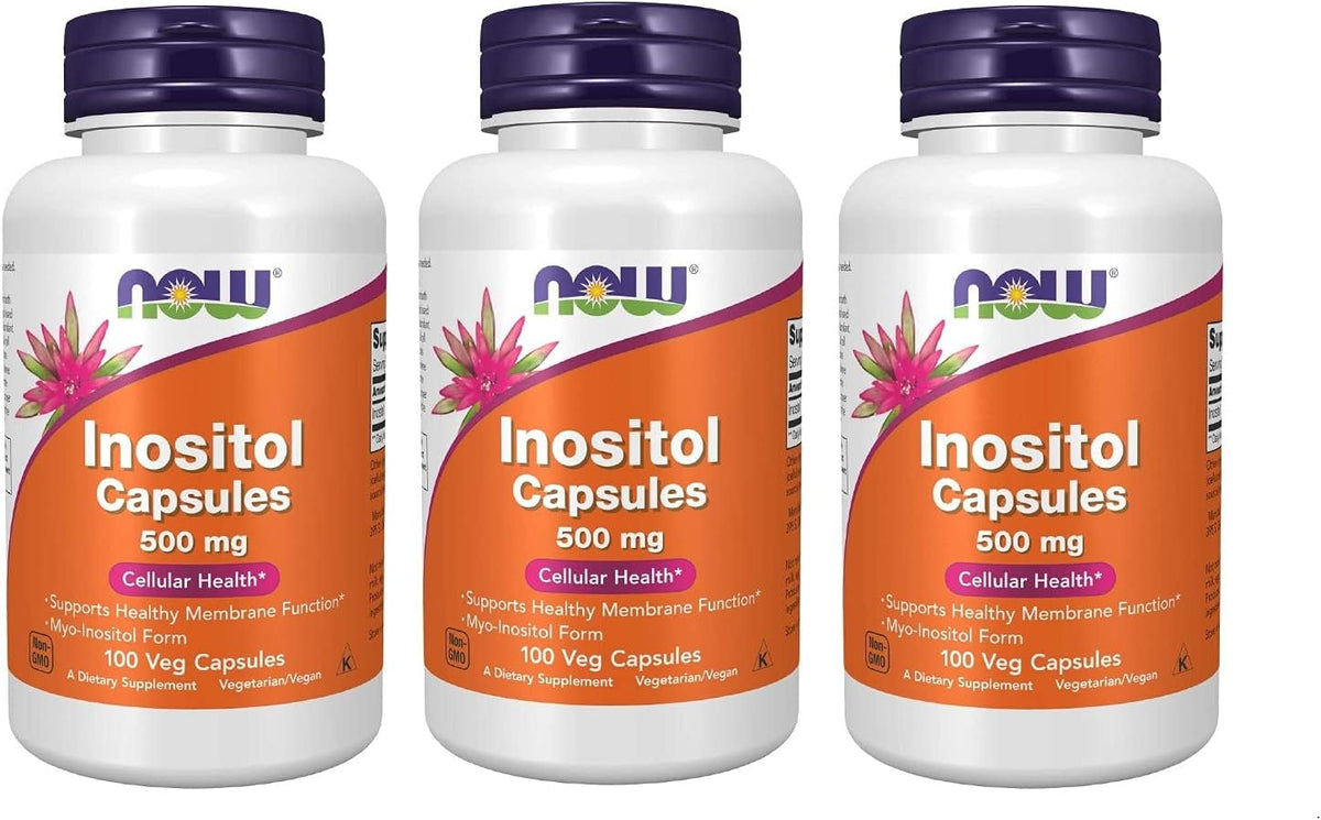 NOW Foods Inositol 500 mg, 100 Capsules (Pack of 3) – Image 1