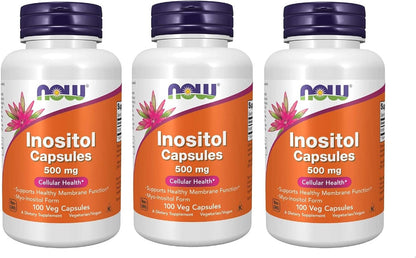 NOW Foods Inositol 500 mg, 100 Capsules (Pack of 3) – Image 1