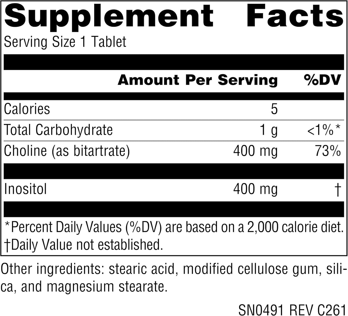 Source Naturals Inositol & Choline – Supports Normal Nerve Function* – 800 mg – 50 Vegetarian Tablets - görsel 2