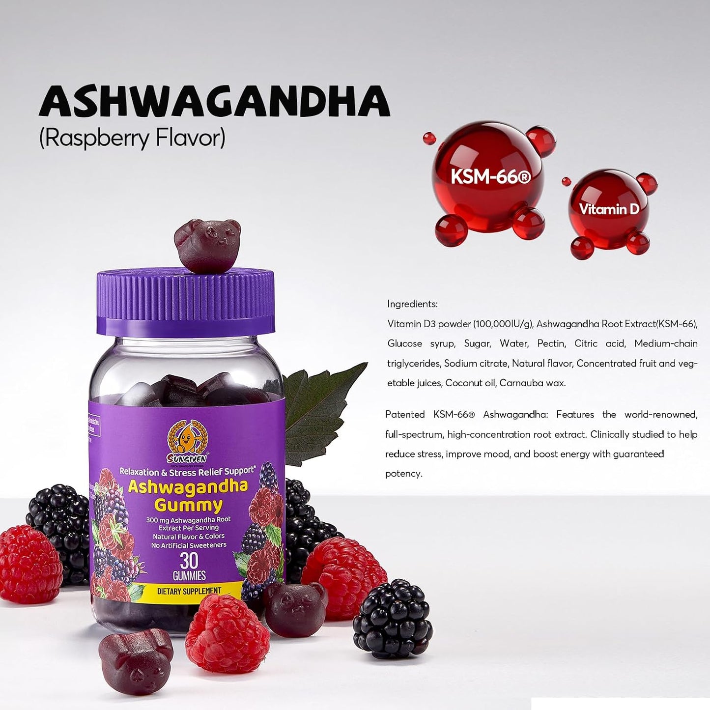 SUNGIVEN Women's Multivitamin Gummy Pack – 3-Step Support for Hair & Skin with KSM-66 Ashwagandha, Berry Flavour, 90 Gummies (15-Day Supply) - görsel 5