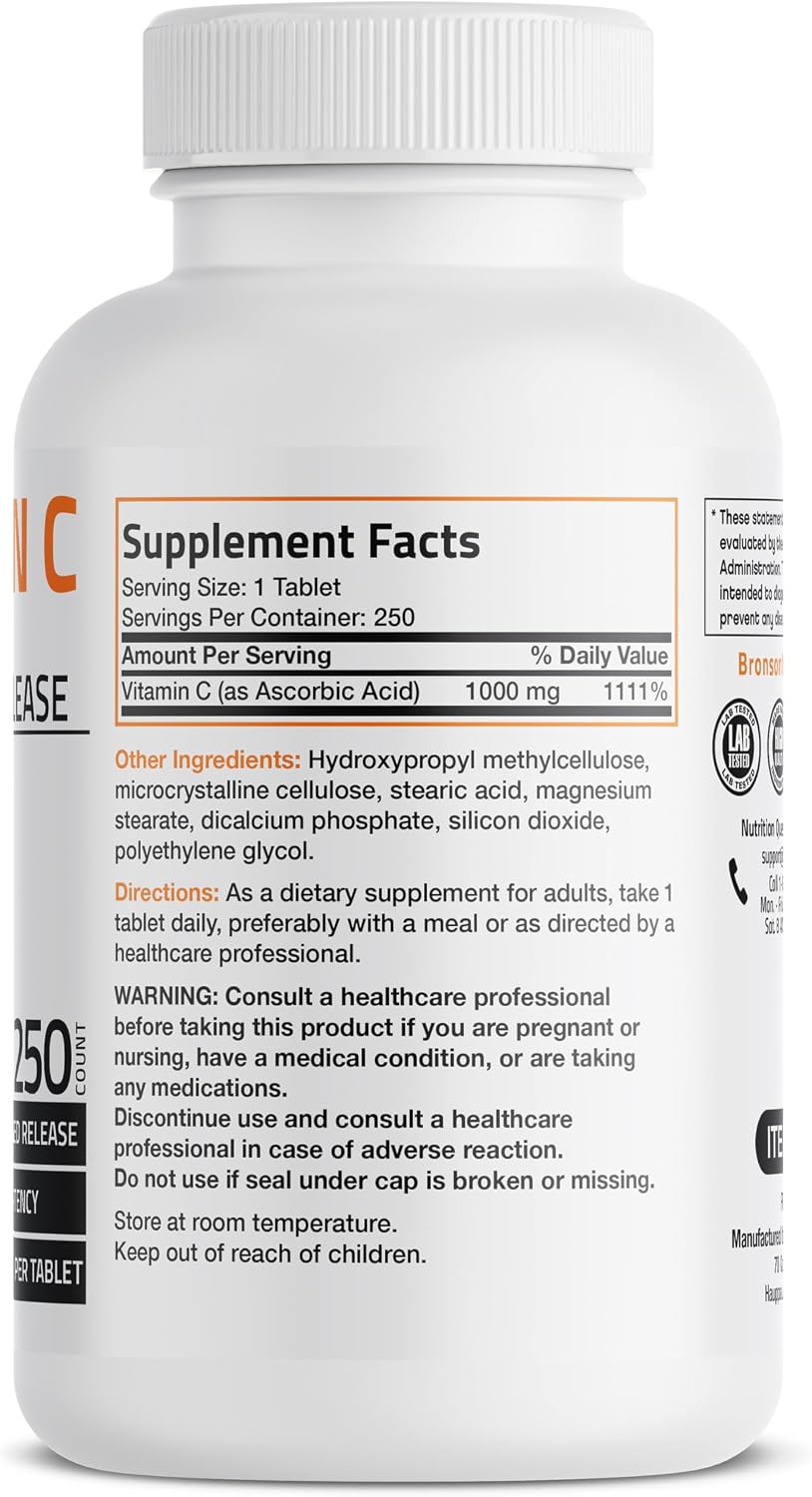 Bronson Vitamin C 1000 mg Sustained Release Tablets – Non-GMO - görsel 2