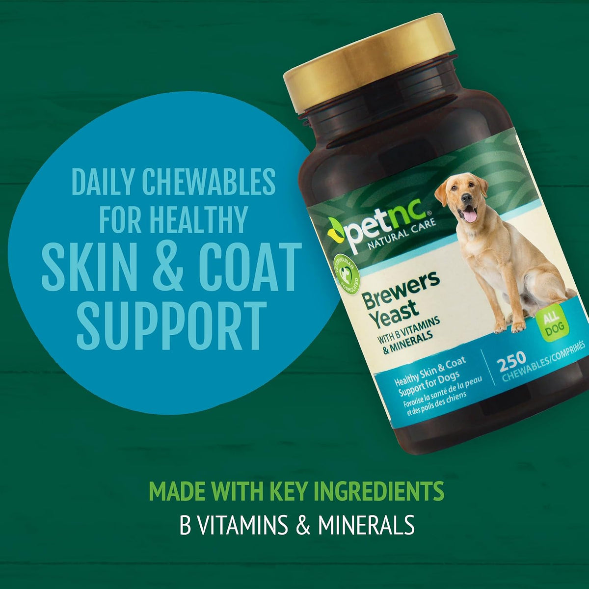 PetNC Natural Care Brewers Yeast Dog Skin and Coat Supplement, 250 Chewables - görsel 2
