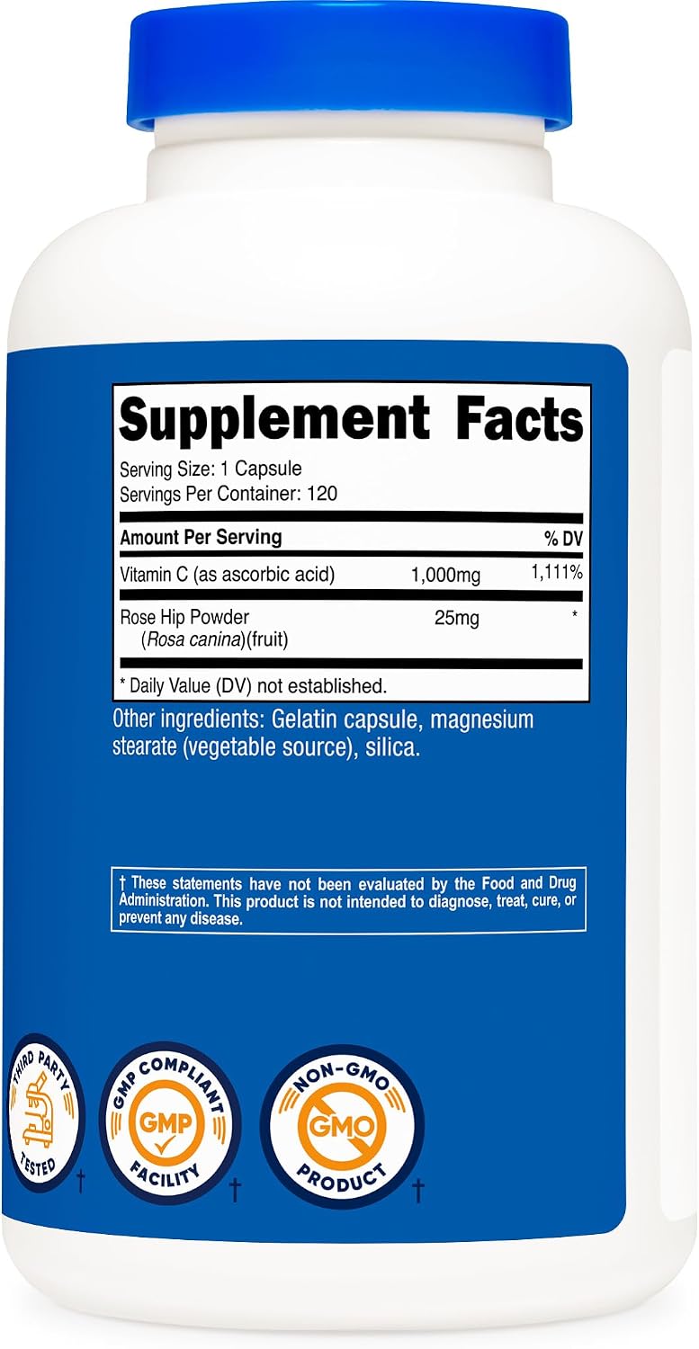 Nutricost Vitamin C with Rose Hips 1025mg, 120 Capsules - görsel 5
