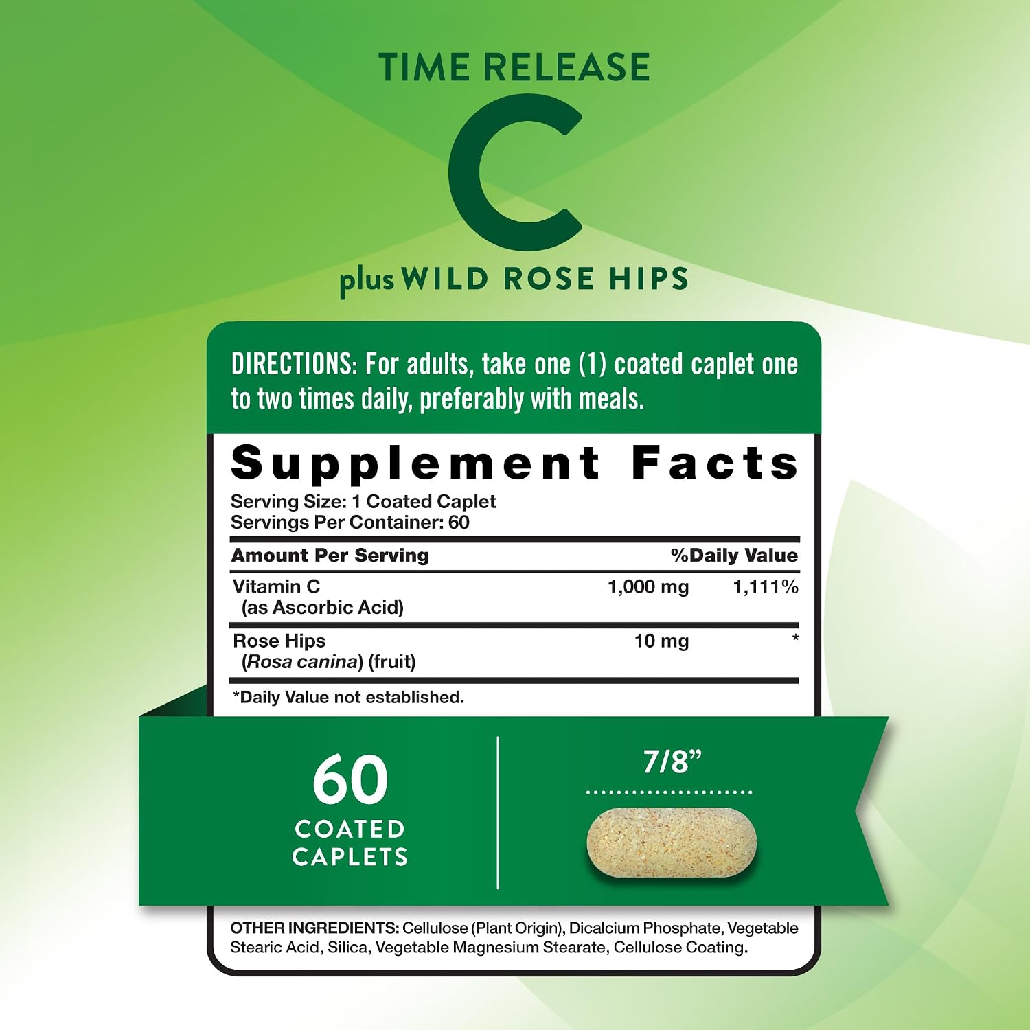 Nature's Truth Vitamin C with Rose Hips, 1000mg, 60 Coated Caplets - görsel 2