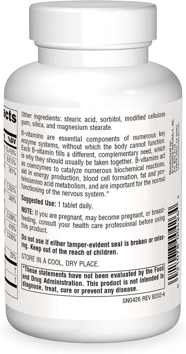 Source Naturals B-125, 125 mg B-Vitamins for Energy Metabolism Support - 90 Tablets - görsel 2