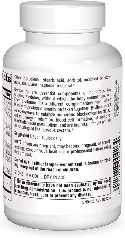 Source Naturals B-125, 125 mg B-Vitamins for Energy Metabolism Support - 90 Tablets