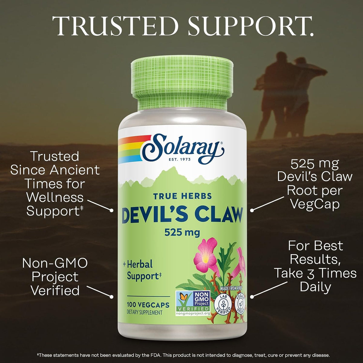 Solaray Devil's Claw Root 525 mg - Herbal Supplement for Joint & Cartilage Support - Non-GMO, Lab Tested - 100 Vegan Capsules - görsel 3