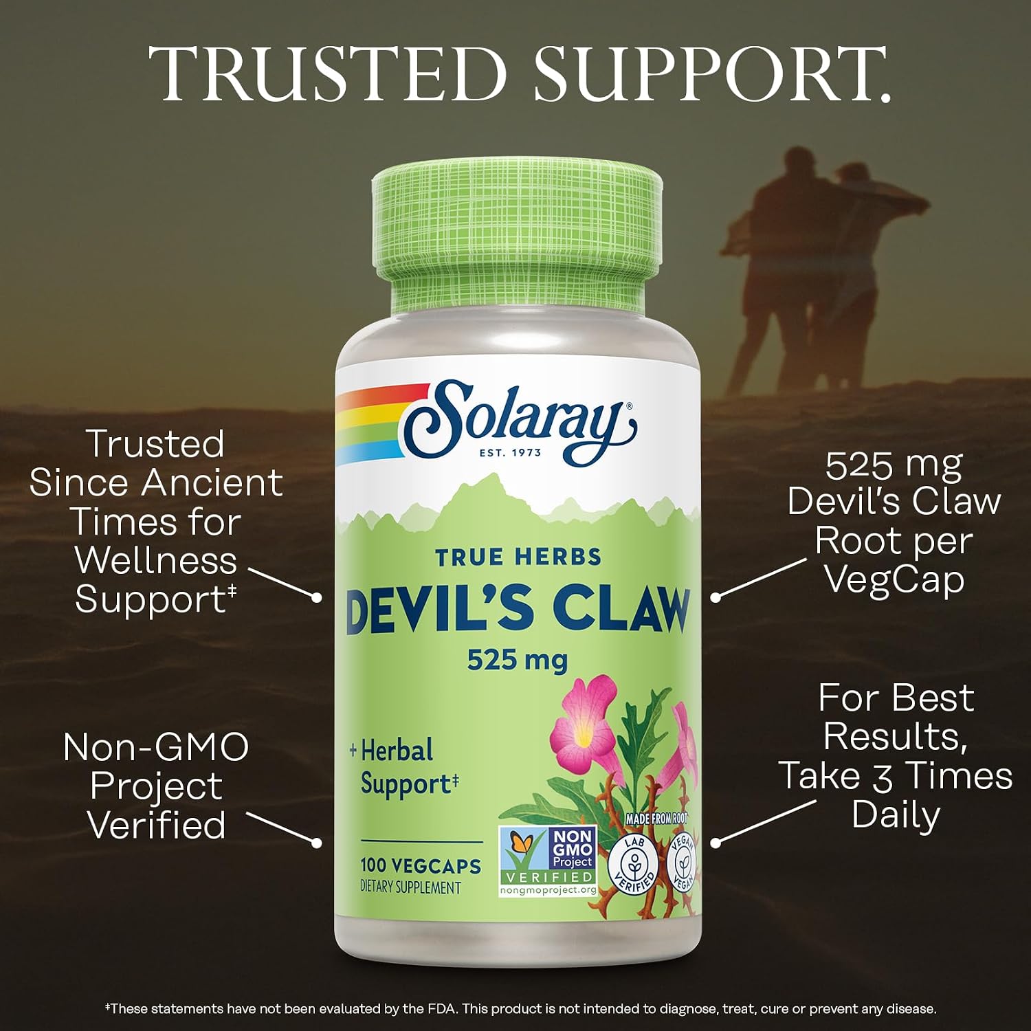 Solaray Devil's Claw Root 525 mg - Herbal Supplement for Joint & Cartilage Support - Non-GMO, Lab Tested - 100 Vegan Capsules - görsel 3