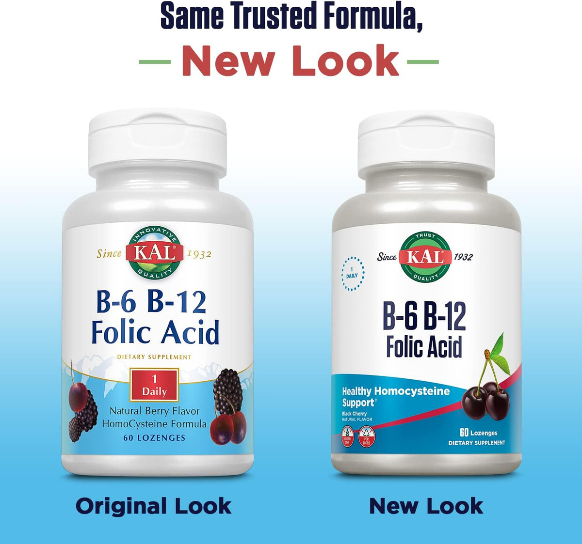 KAL Vitamin B-6, B-12, and Folic Acid Supplement - Methylcobalamin and Folate Lozenges - Natural Cherry - Gluten Free - 60 Servings - görsel 2