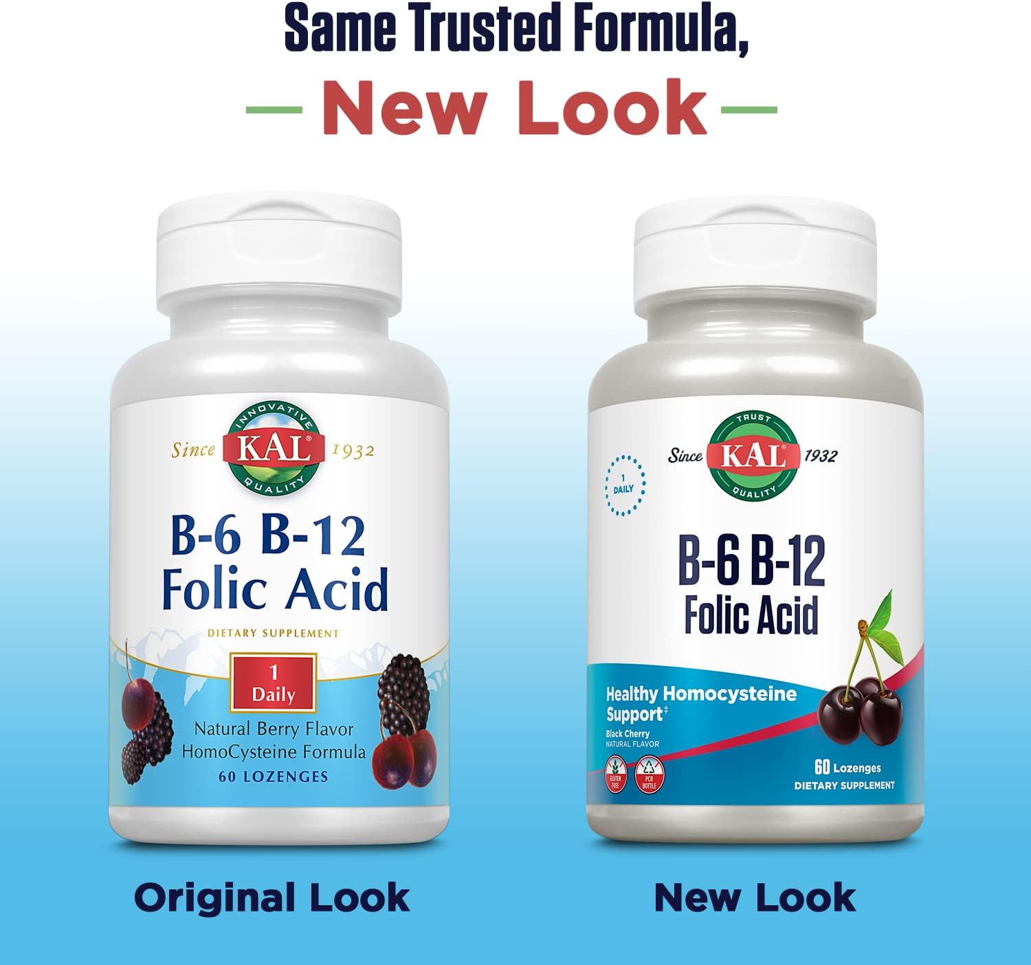 KAL Vitamin B-6, B-12, and Folic Acid Supplement - Methylcobalamin and Folate Lozenges - Natural Cherry - Gluten Free - 60 Servings - görsel 2