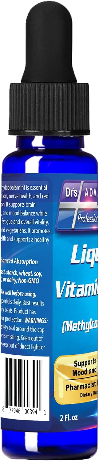 Dr's Advantage Liquid Vitamin B12, 59 ml (3000 mcg) – Sublingual Methylcobalamin Drops for Energy and Metabolism support