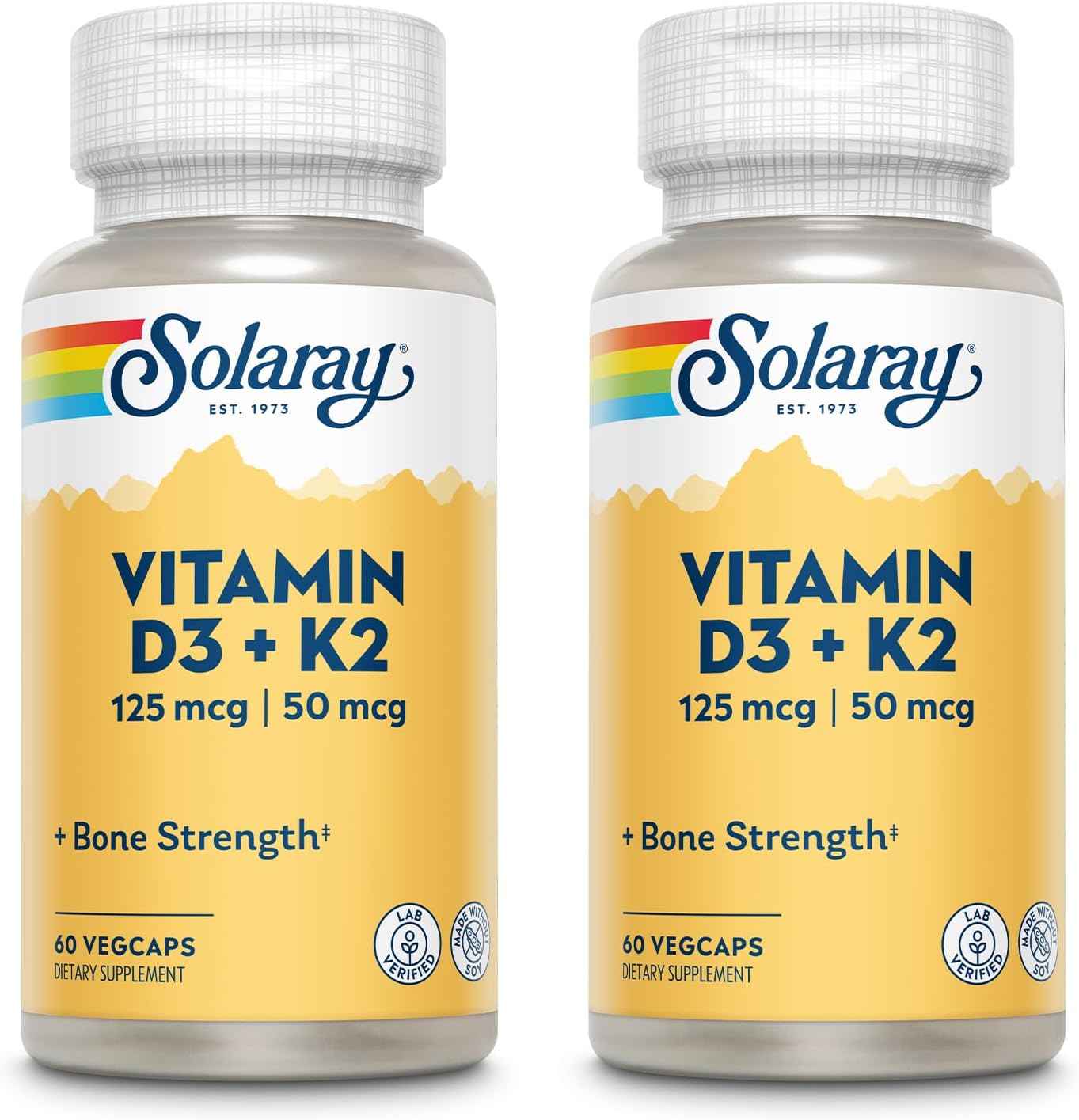 SOLARAY Vitamin D3 + K2, D & K Vitamins for Calcium Utilisation and Support for a Healthy Cardiovascular System & Blood Vessels, Non-GMO & No Soya - görsel 1
