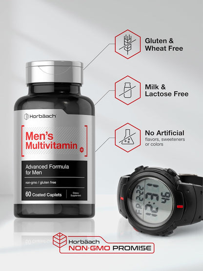 Horbäach Men's Multivitamin - 60 Coated Caplets - Advanced Formula with Vitamin C, D, Magnesium & Zinc