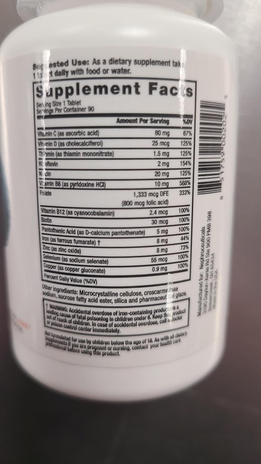 Nephroceuticals ProRenal+D Kidney Multivitamins, Gluten-free, 90-Day Supply - görsel 4