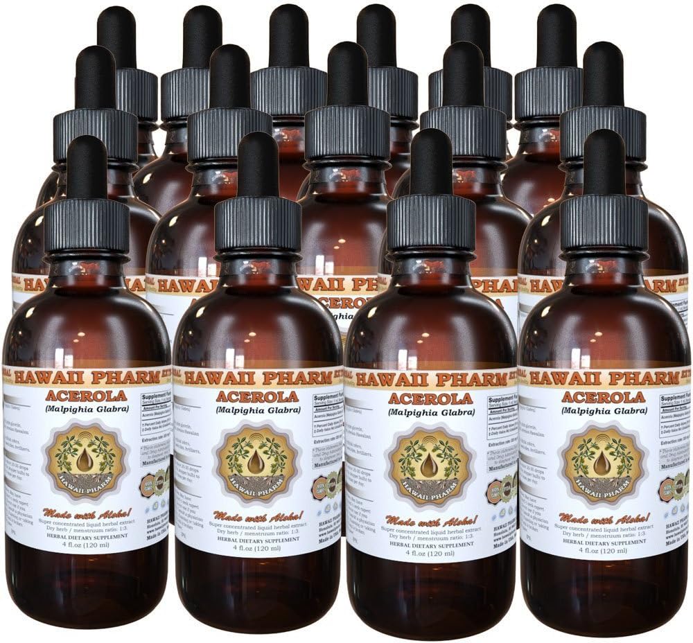 Hawaii Pharm Acerola Liquid Extract, Acerola (Malpighia Glabra) Dried Berry Powder Tincture Herbal Supplement, 4 x 4 oz - görsel 6