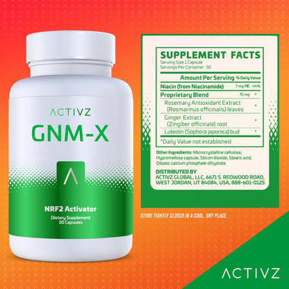 ACTIVZ GNM-X - Nrf2 Activator for Genetic Cellular Defence and Enhanced Wellbeing - Supports Healthy Ageing and Epigenetic Health - 30 Capsules