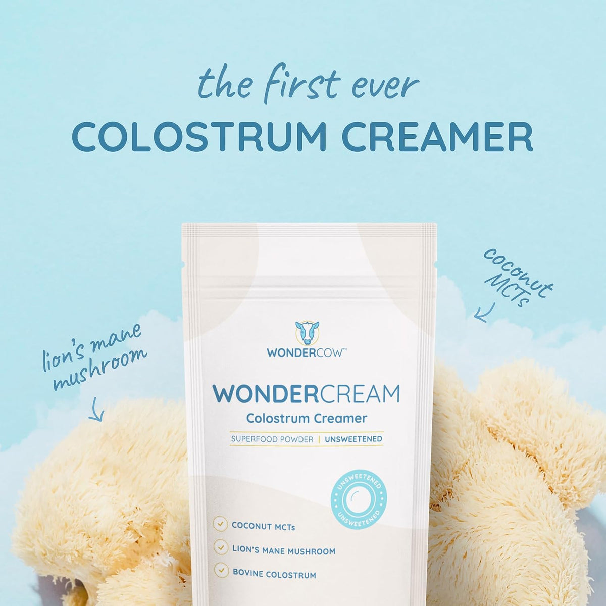 WONDERCOW Bovine Colostrum Superfood Creamer – Organic Lion's Mane & Coconut Milk Powder MCTs – Unsweetened, Keto Friendly - görsel 7