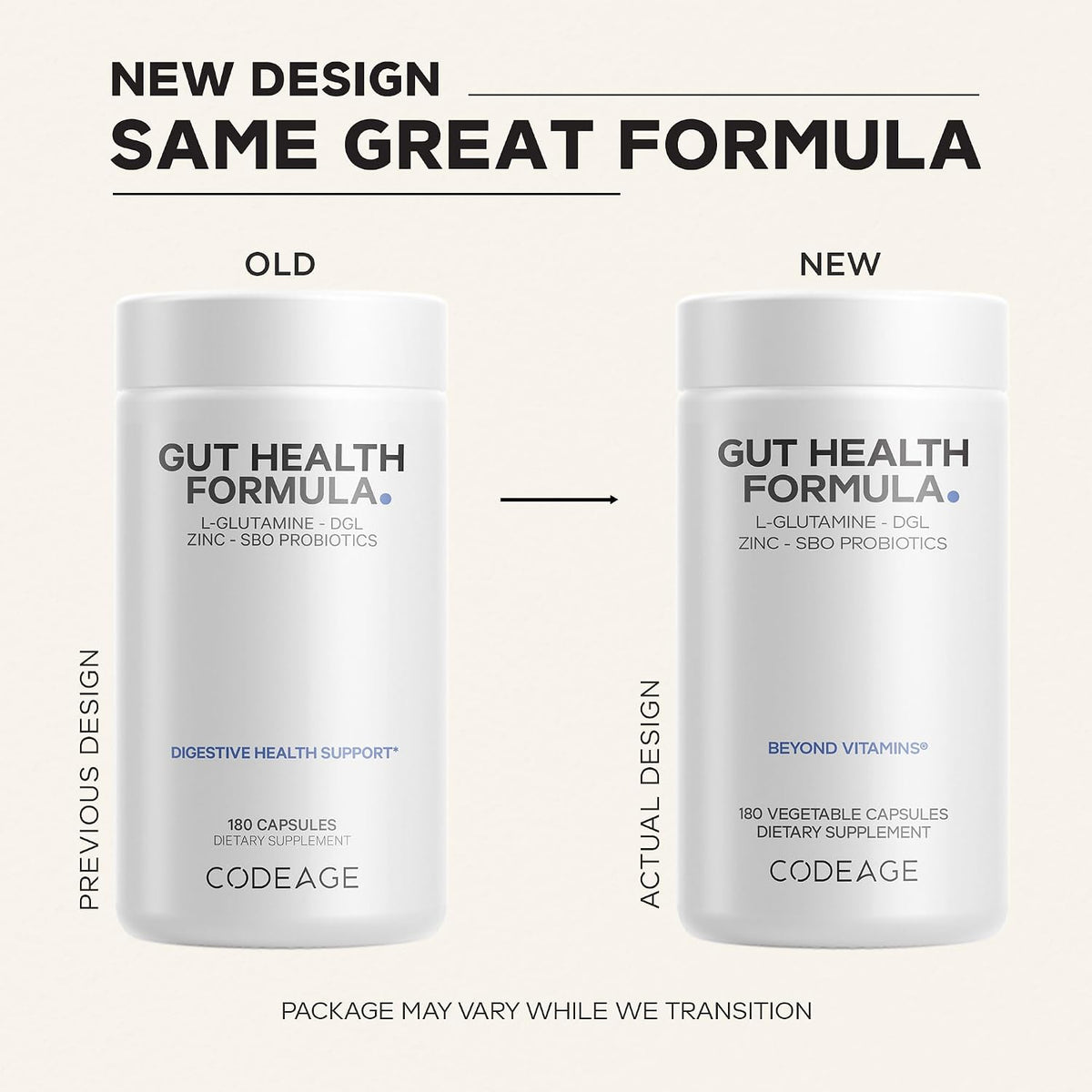Codeage Gut Health Formula - L-Glutamine, Turkey Tail Mushroom, DGL Licorice, Probiotics & Prebiotics - 180 Capsules - görsel 3