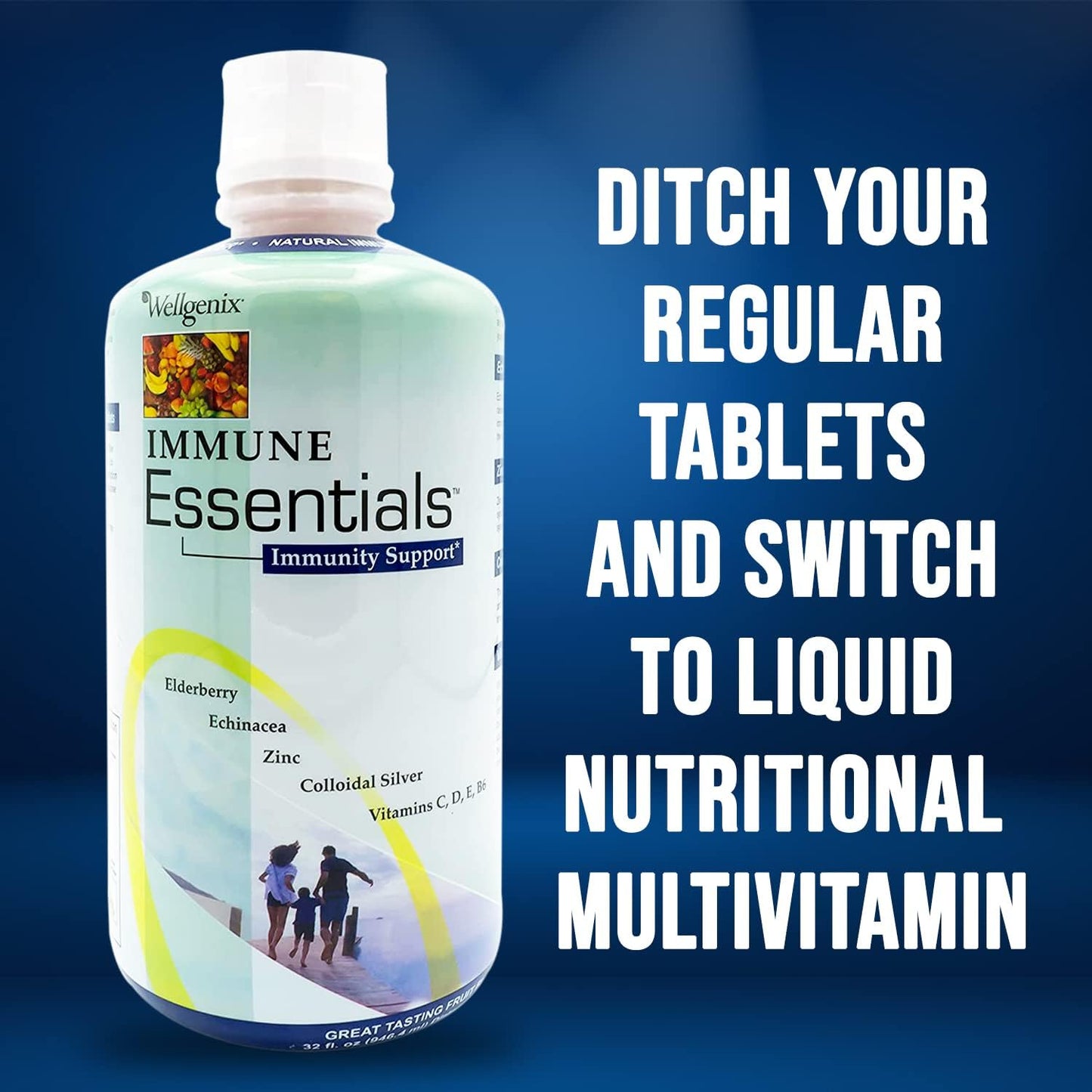 Wellgenix Immune Essentials – 12 in 1 Natural Immune Support Liquid Multivitamin, Fruit Punch, 946 ml - görsel 7