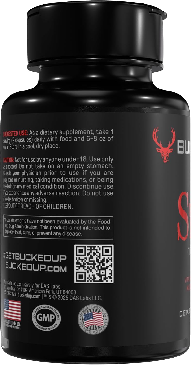 Bucked Up Stag Multivitamin for Men - Full Spectrum - Vitality, Immunity & Muscle Support (60 Capsules) - görsel 5