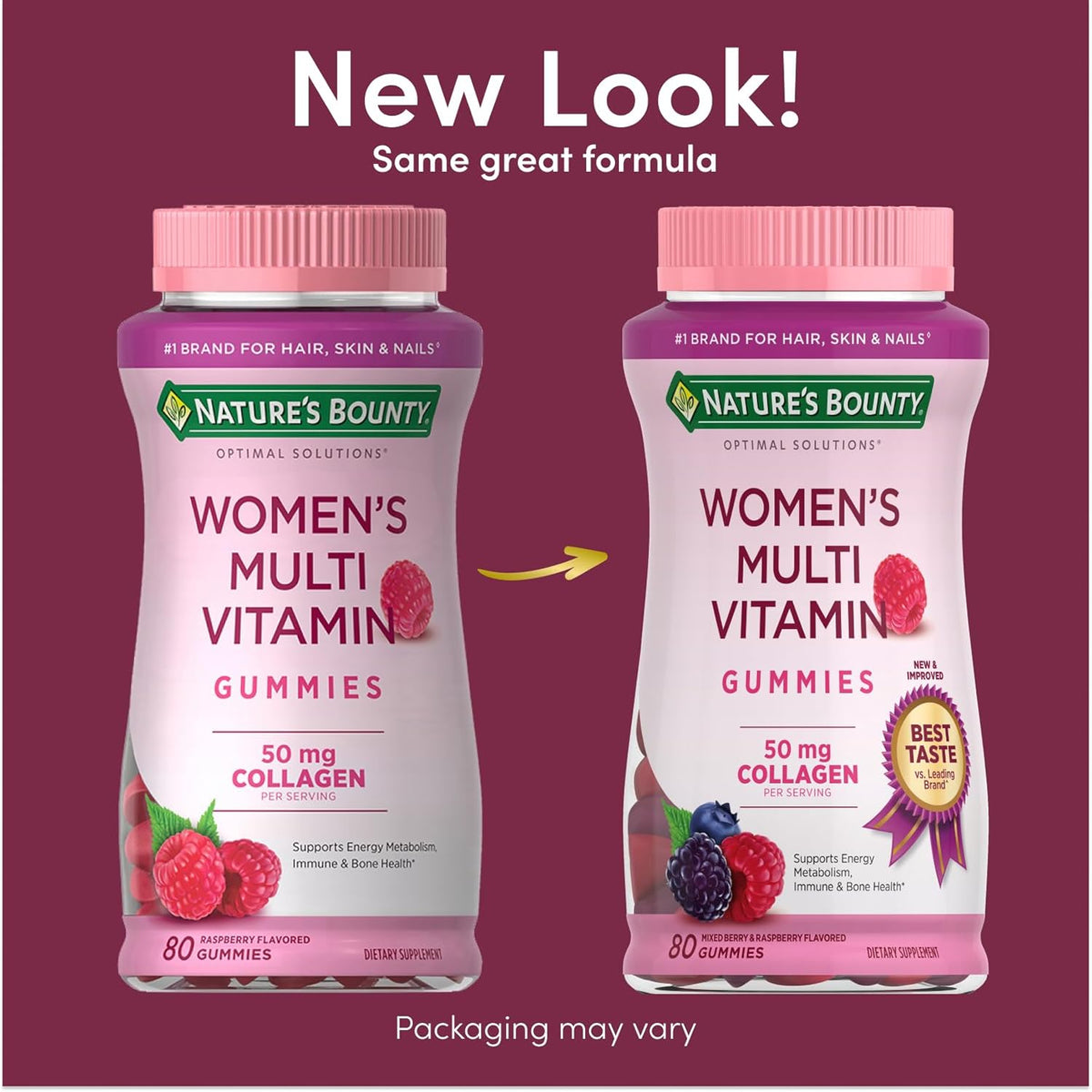 Nature's Bounty Optimal Solutions Women's Multivitamin Gummies for Immune Support, Energy Support, Bone Health, Raspberry Flavour, 80 Gummies (2 Pack) - görsel 2