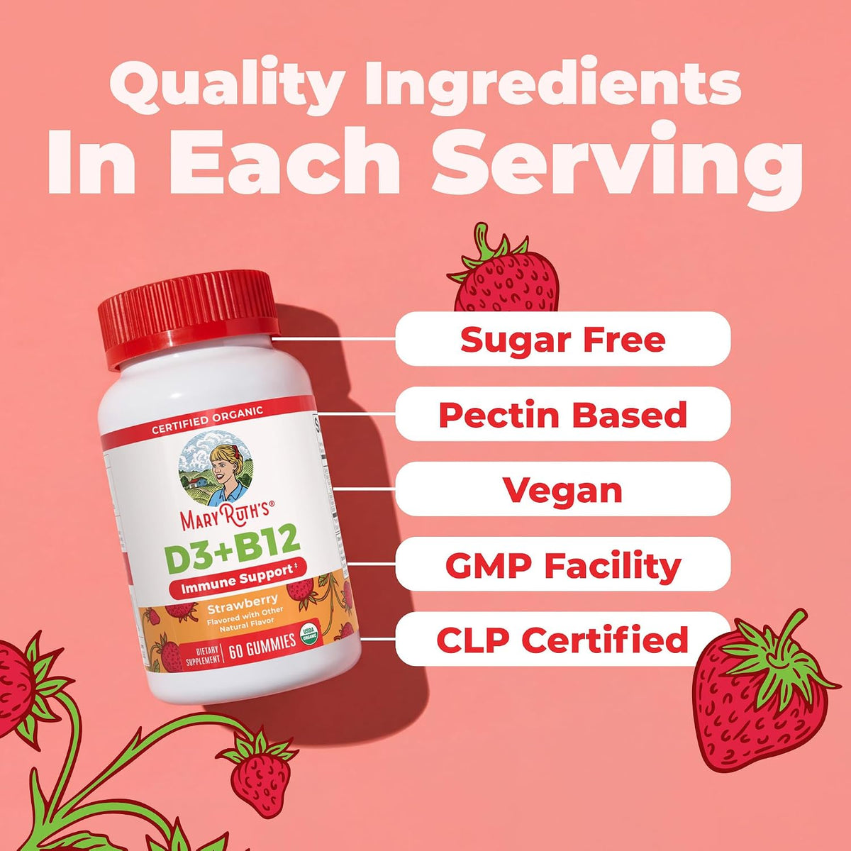 MaryRuth's Organic Vitamin D3 + B12 Gummies - 60 Gummies - görsel 5