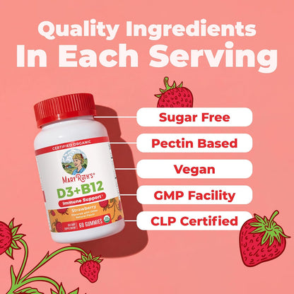 MaryRuth's Organic Vitamin D3 + B12 Gummies - 60 Gummies