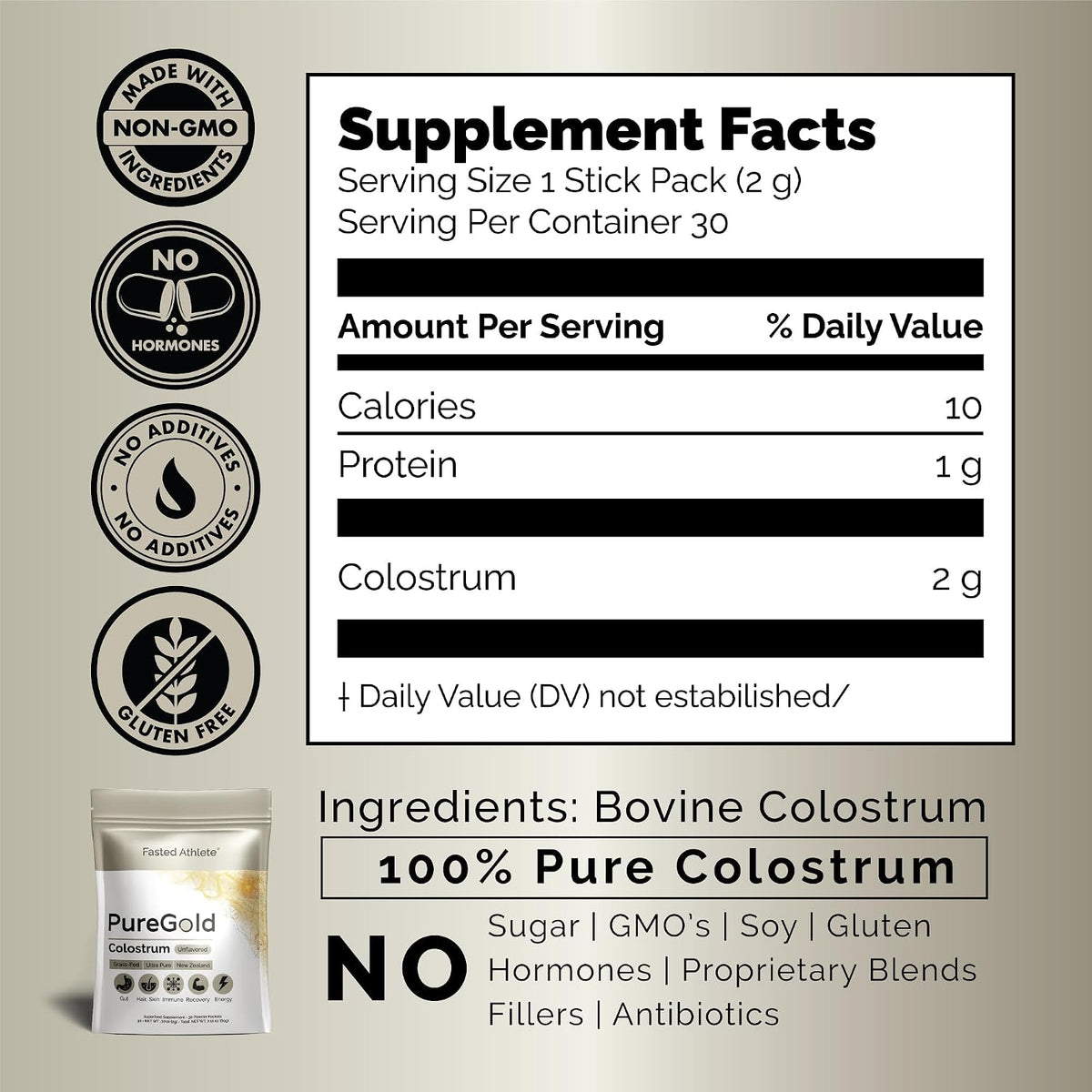 PureGold Bovine Colostrum Powder – 100% Pure New Zealand Grass Fed, Supports Gut Health, Skin, Hair & Immunity – Unflavoured, 30 Travel Packets - görsel 6