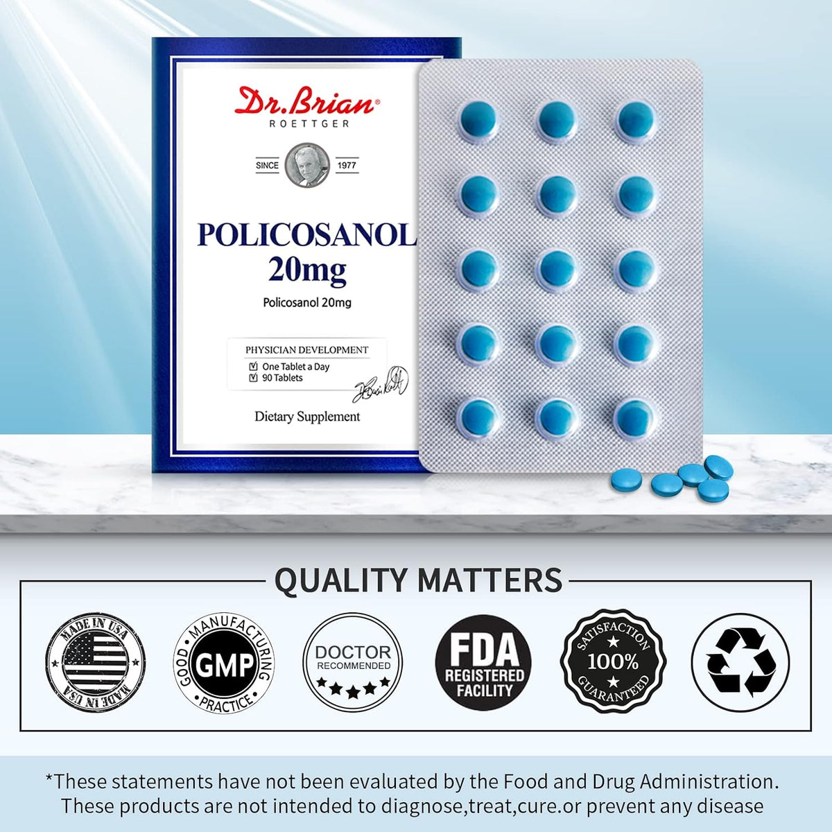 Dr. Brian Policosanol 20mg | Heart & Cholesterol Health Food Supplement - 90 Vegan Tablets - görsel 4