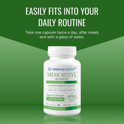 Approved Science MemorySyl – Memory Support Supplement (3-Month Supply, Vegan)
