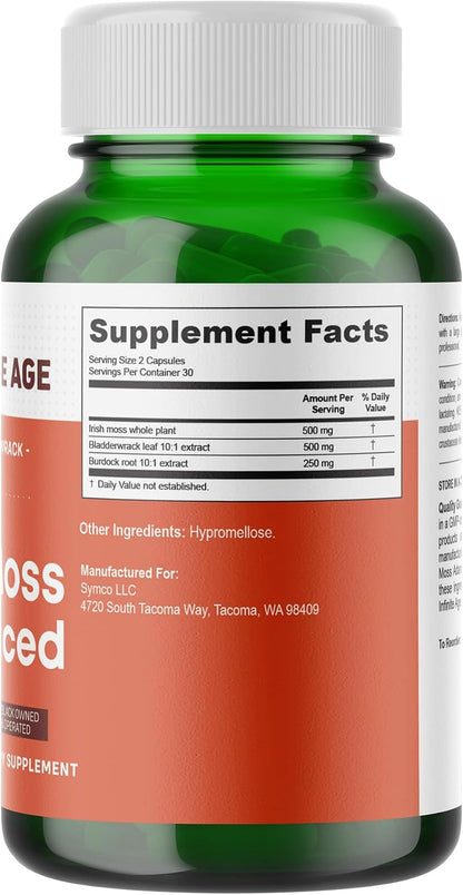 INFINITE AGE 1250mg Sea Moss Advanced Superfood Capsules - 60 Count