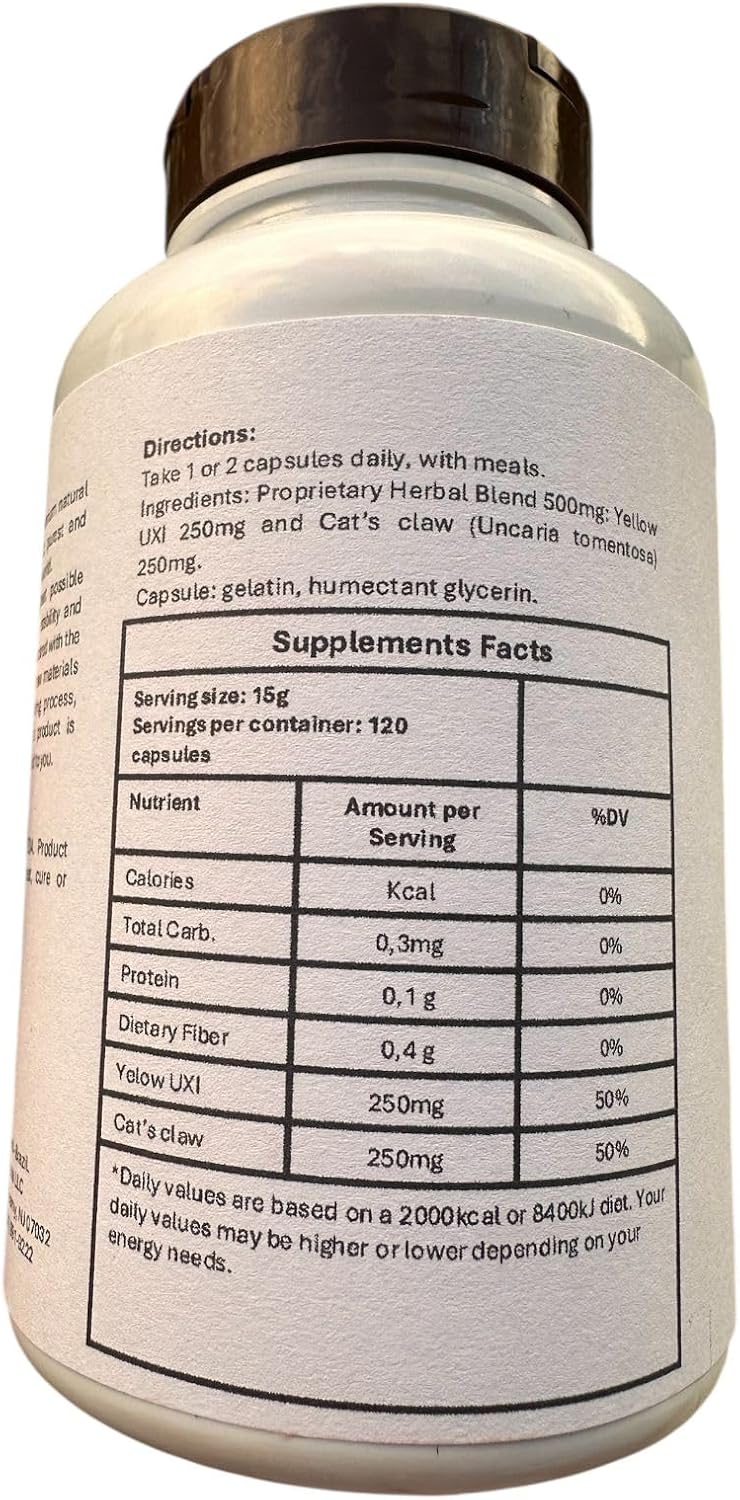 Yellow Uxi + Cat's Claw - 120 Capsules, 500mg Food Supplement - görsel 3