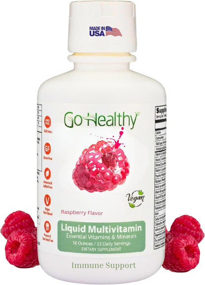 Go Healthy Liquid Multivitamin for Women, Men and Teens | Vegan | High Absorption | Peach Mango Flavour | 32 Servings