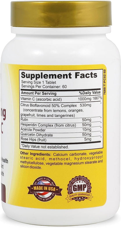 BeShiny Vitamin C Complex 1000 mg Tablets with Rose Hips and Bioflavonoids