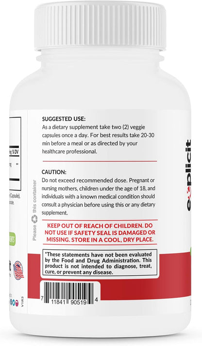 Natural Berberine HCl - 1200mg Maximum Strength – 60 Capsules – 1 Month Supply