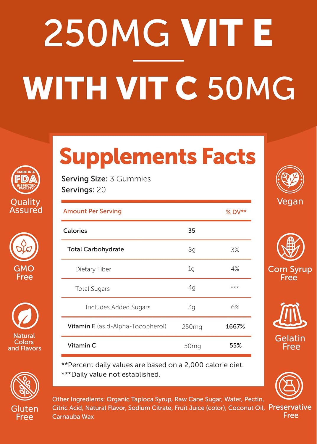 Lunakai Vitamin E 400 IU Gummies with Vitamin C – Natural d-Alpha-Tocopherol for Immune, Eye & Skin Support (60 Gummies) - görsel 4