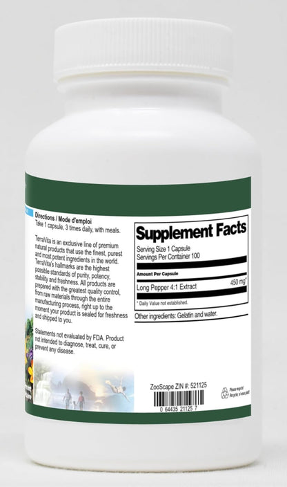 Long Pepper 4:1 Extract – 450 mg, 100 Capsules