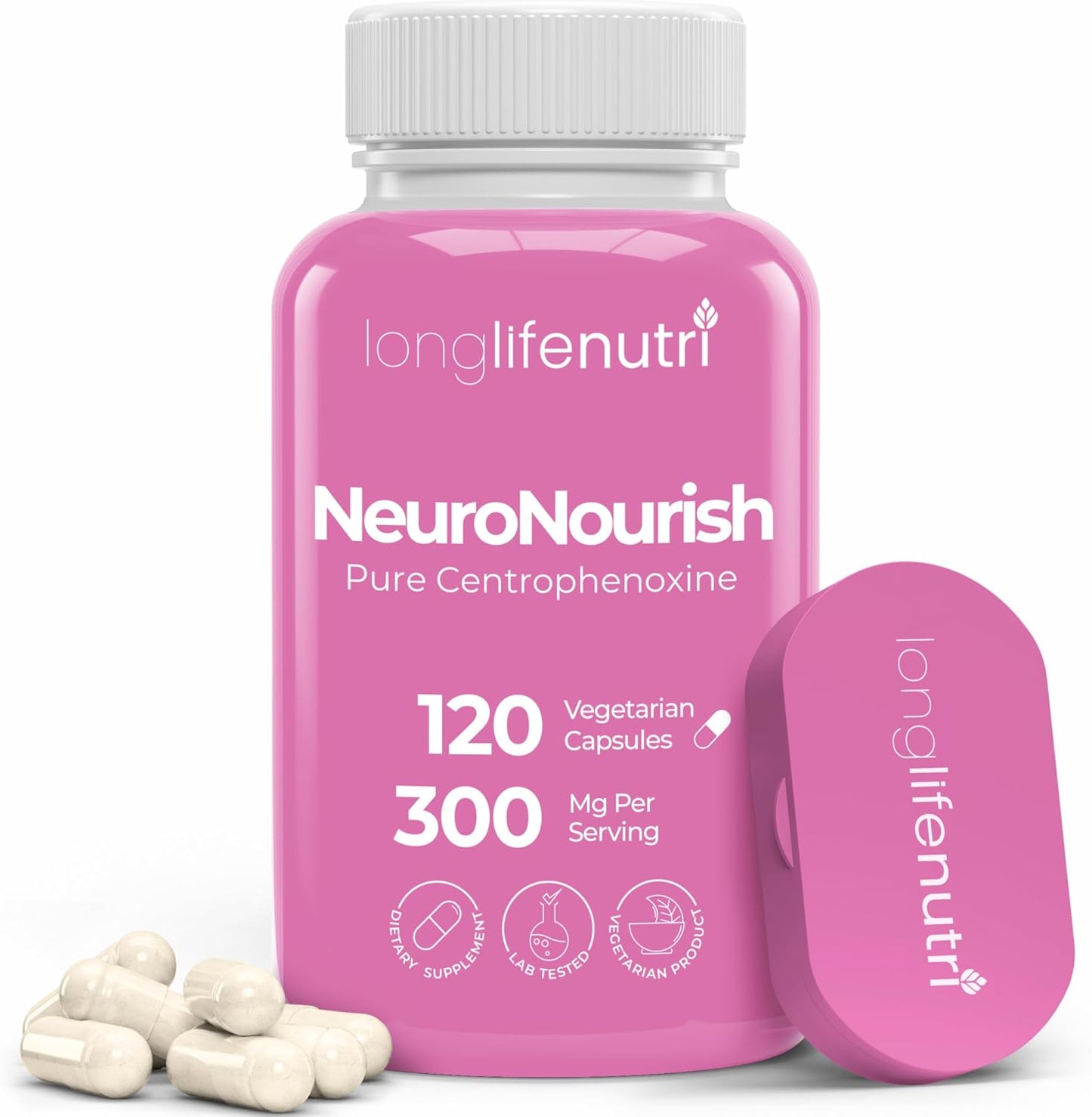 LongLifeNutri NeuroNourish Centrophenoxine 300mg, 120 Vegetarian Capsules - görsel 1