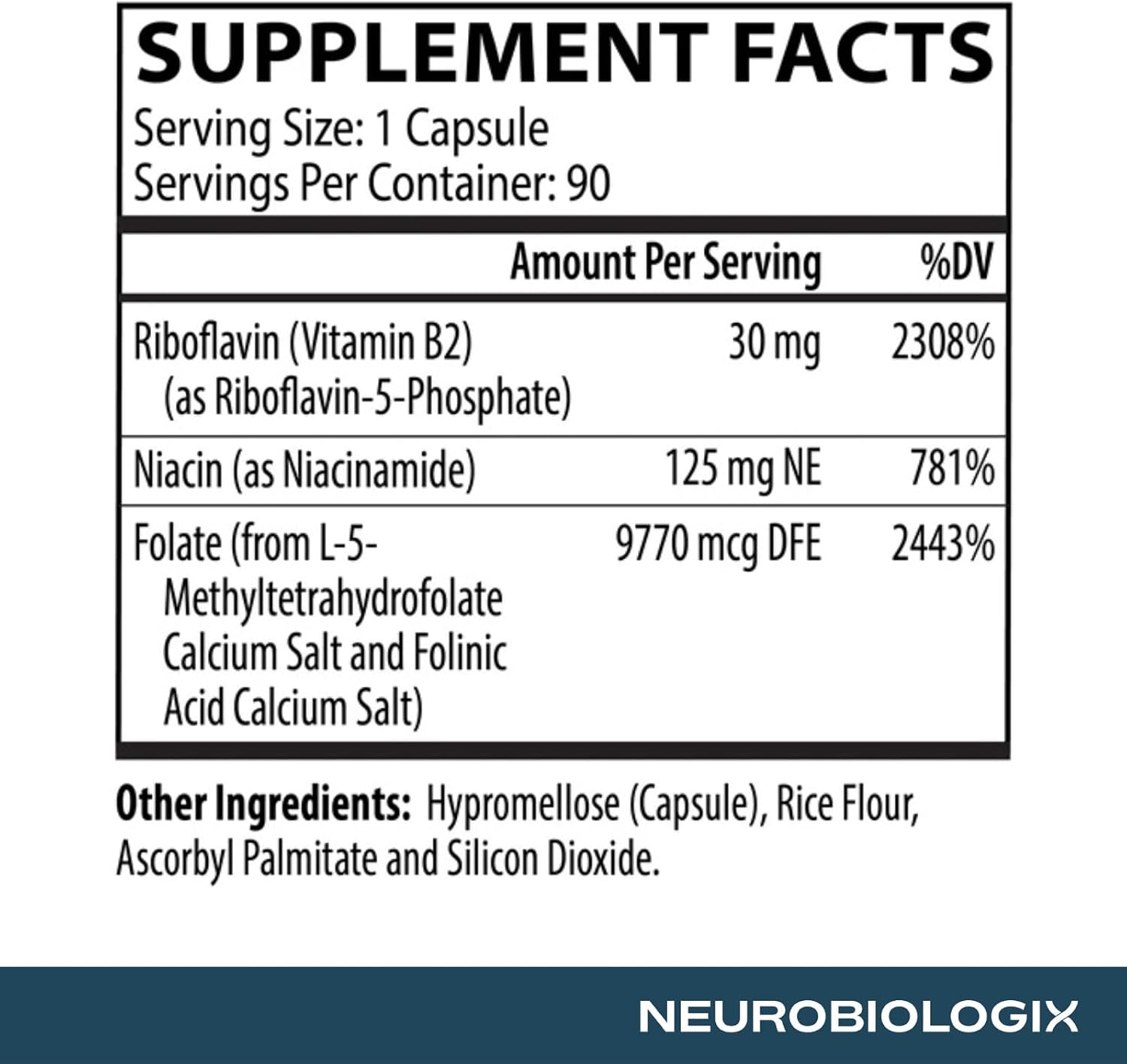 Neurobiologix Methyl Folate Plus, Advanced Blend of L-5 Methylfolate, Folinic Acid & B Vitamins, 90 Capsules - görsel 5