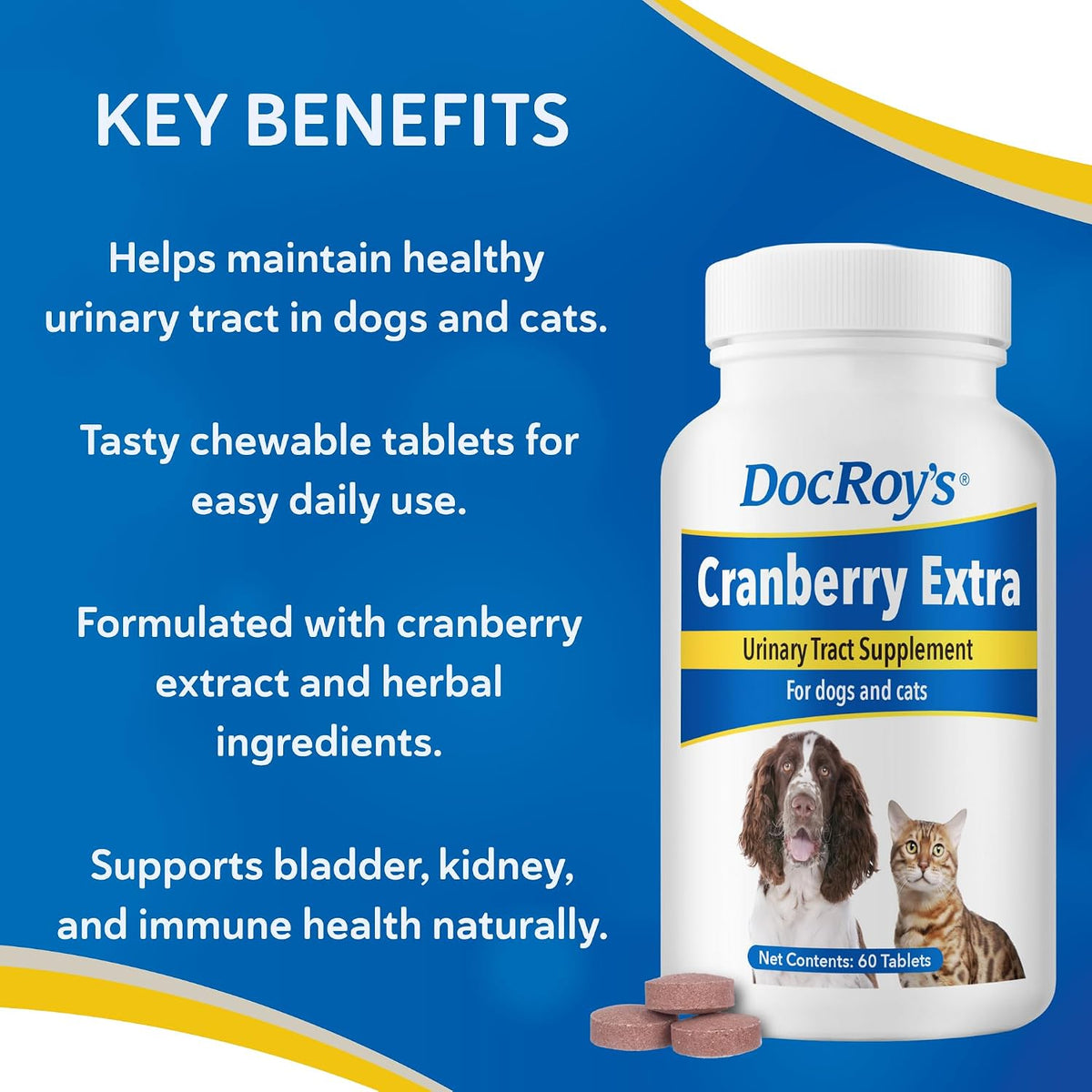 Doc Roy's Cranberry Extra Supplement for Dogs and Cats, 60 Tablets - görsel 5