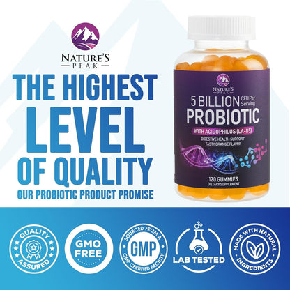 Probiotic Gummies - 6 Premium Probiotic Strains - Daily Gut Health Supplement for Women, Men & Teenagers - 120 Gummies