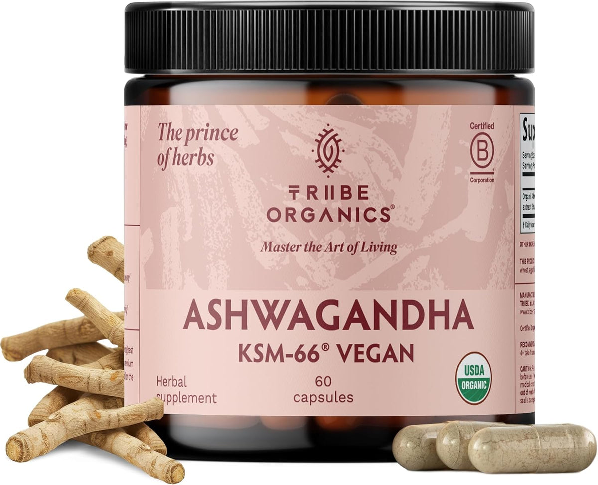 TRIBE ORGANICS Vegan Ashwagandha KSM-66 - 600mg - 60 Capsules - görsel 1