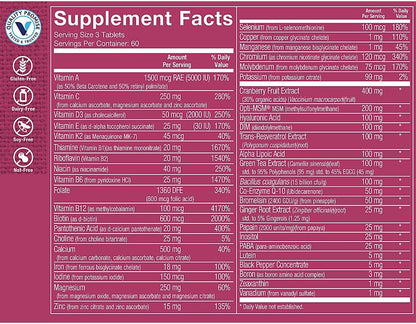 The Vitamin Shoppe Ultimate Woman’s Gold Multivitamin with Iron, B Vitamins & Vitamin D3, Women’s Daily Multivitamin for Energy Production, Bone & Immune Health Support, Gluten-free, 180 Tablets