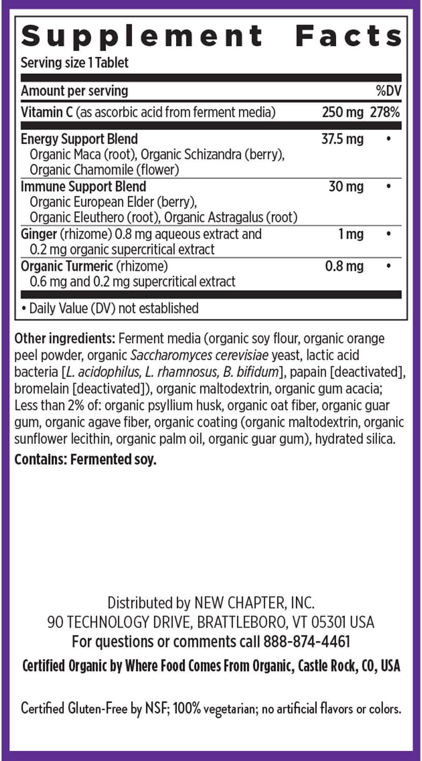 New Chapter® Vitamin C Immune Defence Supplement + Elderberry – 90 Tablets - görsel 6