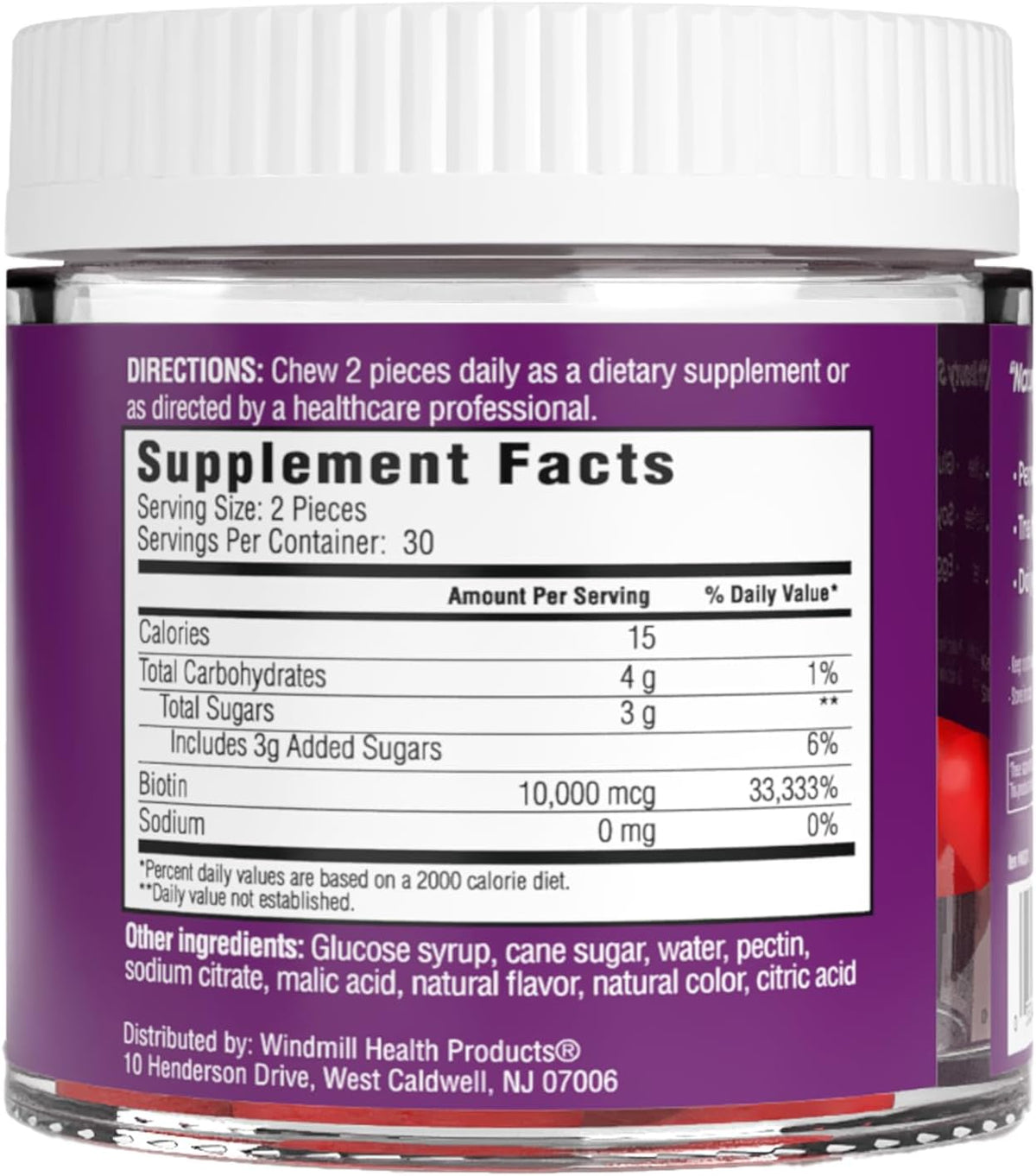Windmill Rejuvicare Biotin Gummies, 10,000 mcg, Berry, 60 Count - görsel 3