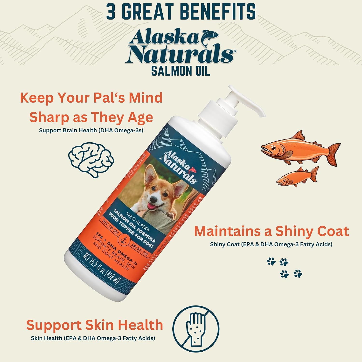 Alaska Naturals Wild Alaskan Salmon Oil Supplement for Dogs Skin and Coat with EPA DHA Omega-3 Fatty Acids Liquid, 8 oz - görsel 2
